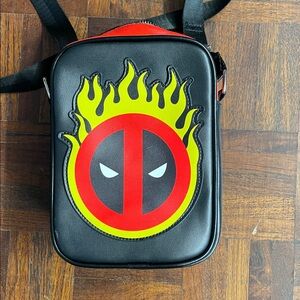 Marvel Comics Deadpool Small Crossbody Zippered Bag Red Yellow Black